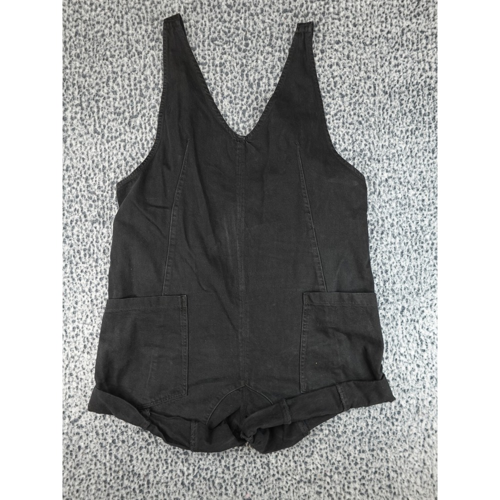 We The Free Romper Womens XL Black Denim Adjustable Strap V-Neck Shortall